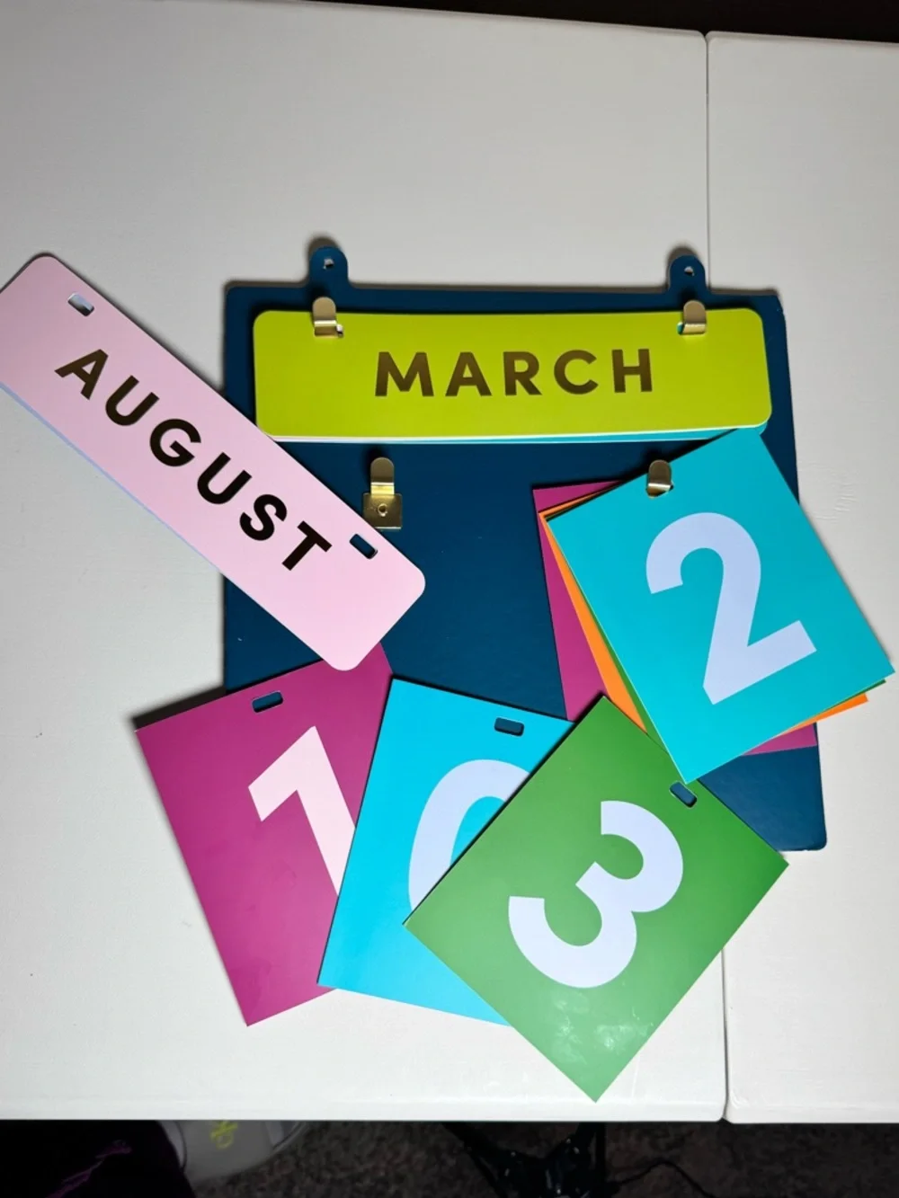 Very G Teal & Pink Flip Calendar - Bold Monthly display for wall.